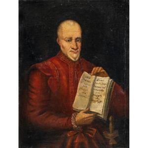 Peintre Italien (18ème Siècle) - Portrait De Gentilhomme Avec Aphorisme.