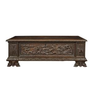 Carved Walnut Chest. Italy. Early 17th Century.