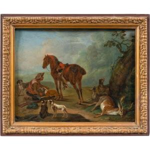 Jean-baptiste Oudry (paris 1686 - Beauvais 1755) Circle Of - Hunting Scene With Greyhounds.