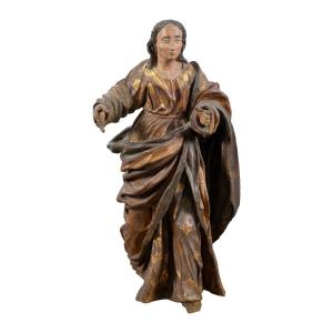 Carved And Painted Wooden Sculpture - Figure Of A Saint - Italy, 17th-18th Century.