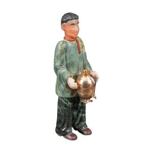 Small Table Sculpture In Semiprecious Stones (follower Of Fabergé) - Boy With Samovar. Russia