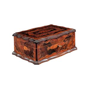 Carved And Veneered Wooden Box. Italy, Early 20th Century.