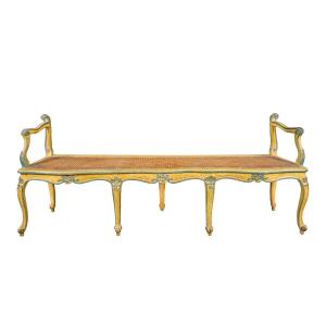 Banc En Bois Laqué Et Peint. Venise, XVIIIe Siècle.