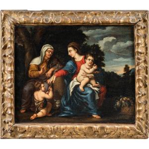 Peintre émilien (xviiie Siècle) - La Vierge à l'Enfant, Sainte Anne Et Saint Jean Baptiste.