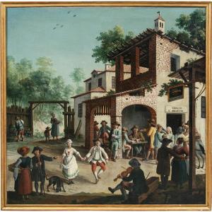 Peintre Piémontais (xviiie Siècle) - Taverne « Al Gambero Bon Vino ».