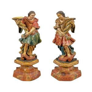 Pair Of Table Sculptures - Maids With Cornucopia. Venice, 18th Century.