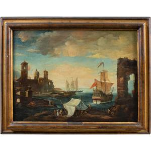 Giacomo Guardi (venise 1764 - Venise 1835) Cercle De - Paysage Portuaire