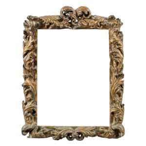 Baroque Frame In Carved And Lacquered Wood. Central Italy, 17th Century.