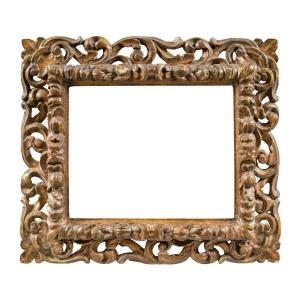 Baroque Frame In Carved And Lacquered Wood. Florence, 17th Century.