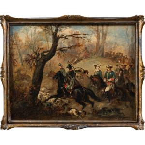 Jean Adolphe Boucé (1818 - 1875) - Chasse Au Cerf.