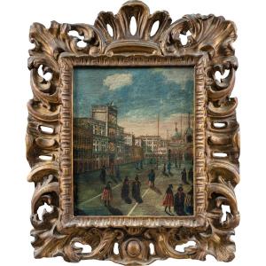 Venetian Painter (18th Century) - Venice, View Of Piazza S. Marco With The Clock Tower.