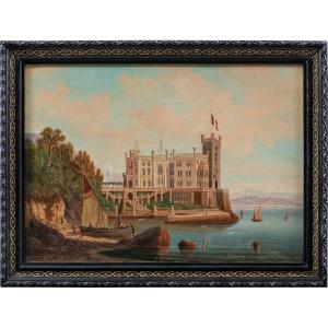 Peintre Italien (début Du XXe Siècle) - Trieste, Vue Du Château De Miramare.