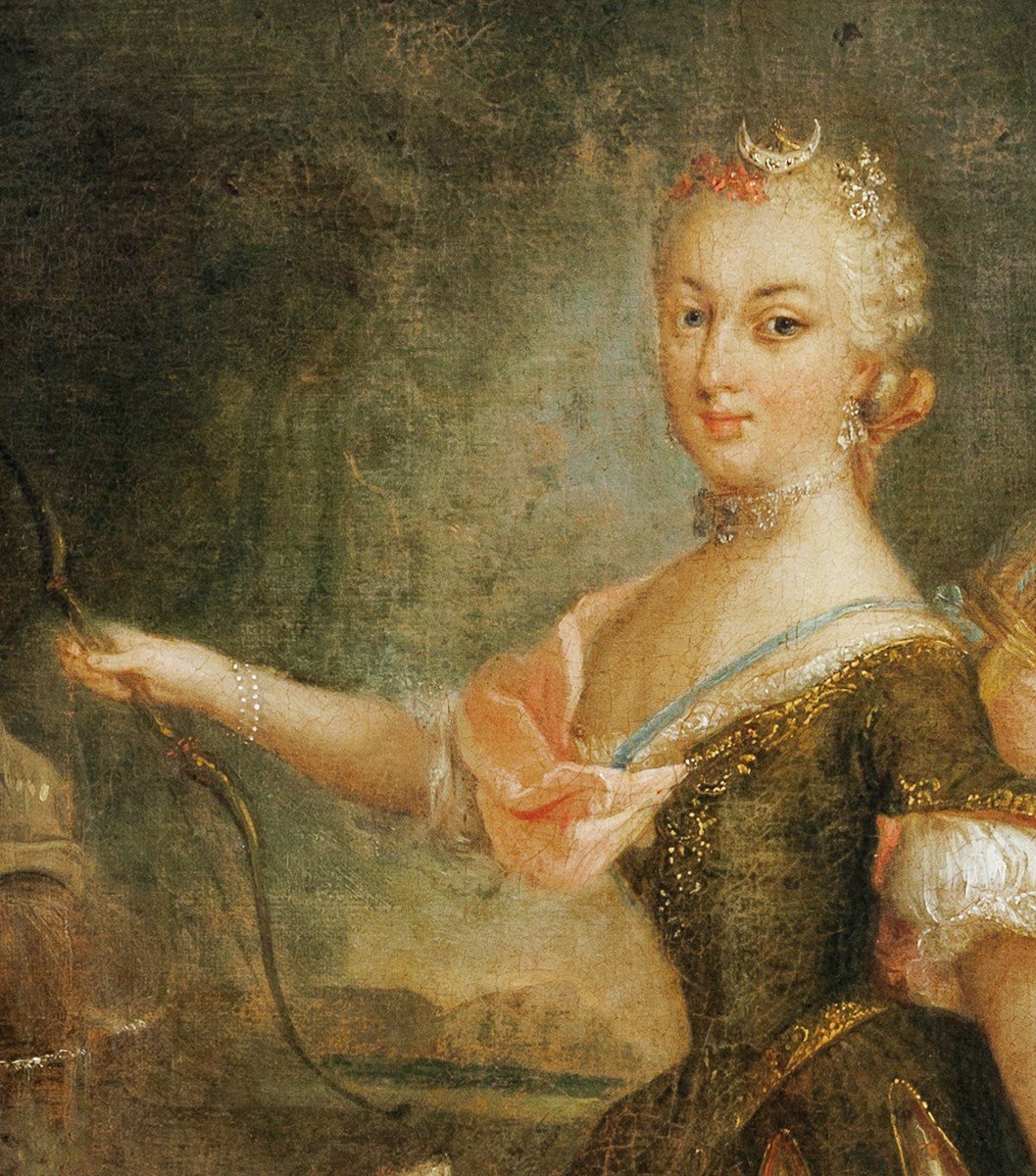 Proantic: German Painter C. 1740, Portrait Of Wilhelmina Of Prussia