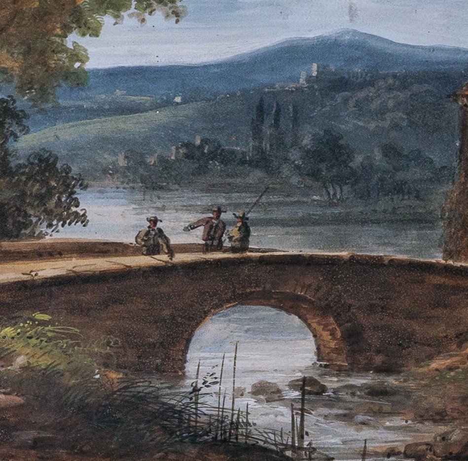 Christmas Attr. At, Landscape With Castle And Bridge-photo-3