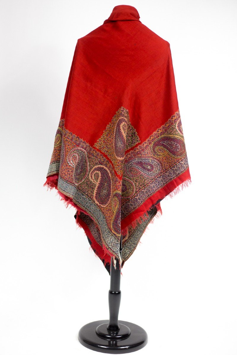 Cashmere Indian Espoliné Shawl Circa 1840-photo-2