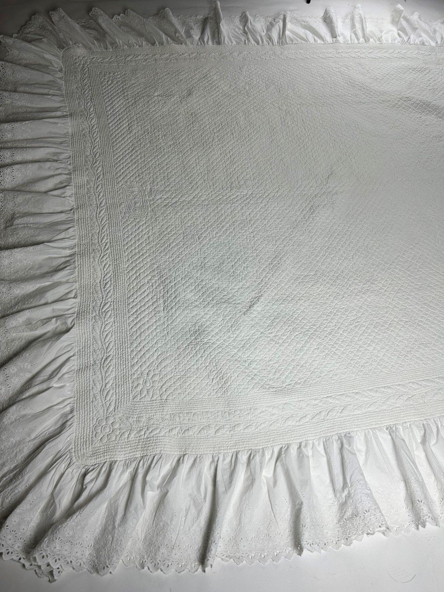 Quilted Quilt In Batiste Monogrammed Hb - Provence 1890-photo-7