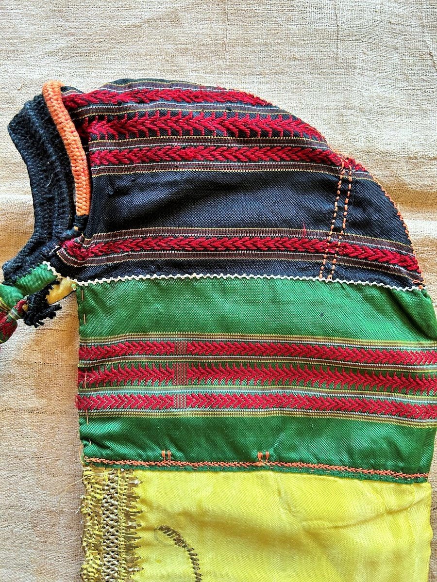 Berber Headdress In Silk Ribbon And Golden Blade Embroidery - South Tunisia Circa 1950-photo-3