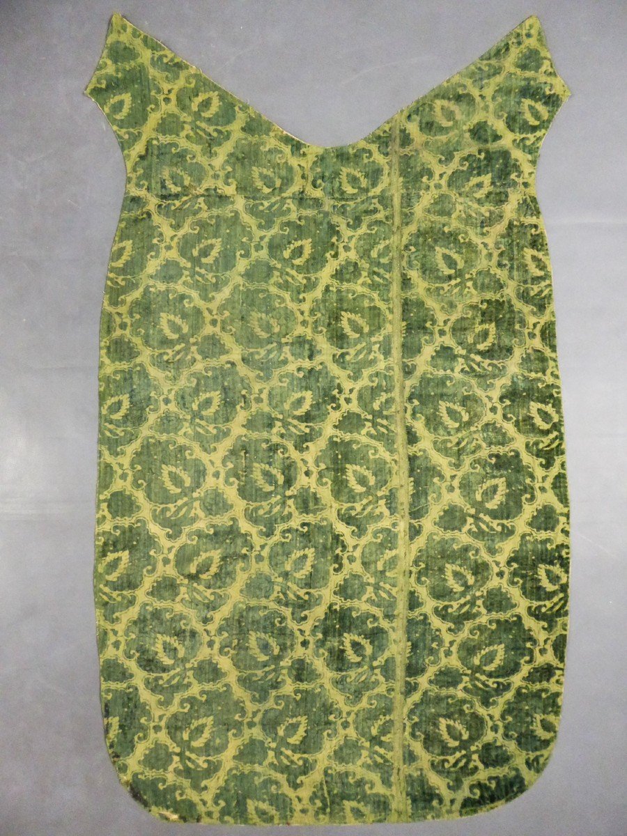 Rare Chasuble Complète En Velours Coupé Ciselé - Italie Fin XVIème Siècle-photo-3