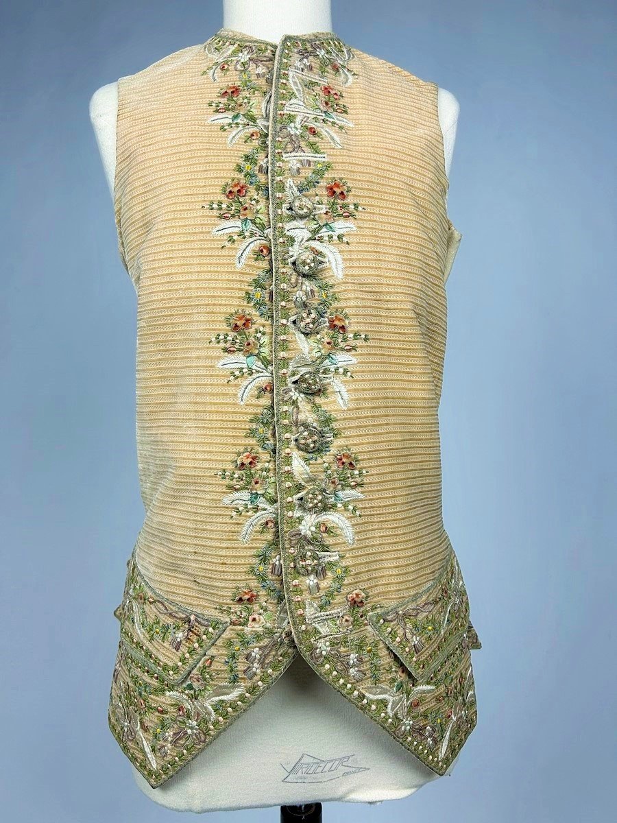 Court Suit And Waistcoat In Embroidered Miniature Velvet And Painted Cannetilles - Europe Circa 1780-photo-8