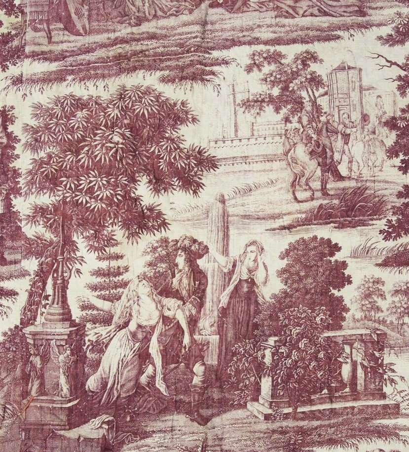 Toile De  Nantes With Chef De Piece - Louis XIV And La Vallière - Favre Petitpierre Circa 1815-photo-2