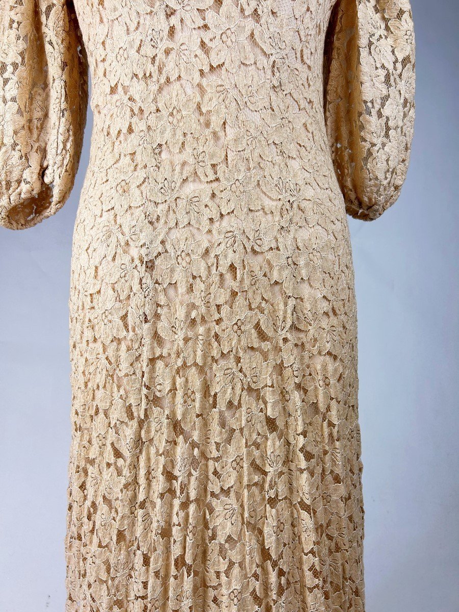Evening Dress In Caudry Lace - France Or Europe Circa 1935-1942-photo-8