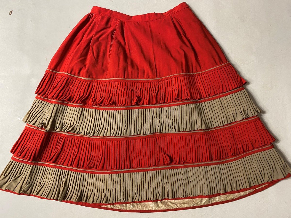 Robe De Cirque Ou De Commémoration En étamine De Laine Rouge écarlate - Etats-unis Circa 1890-photo-4