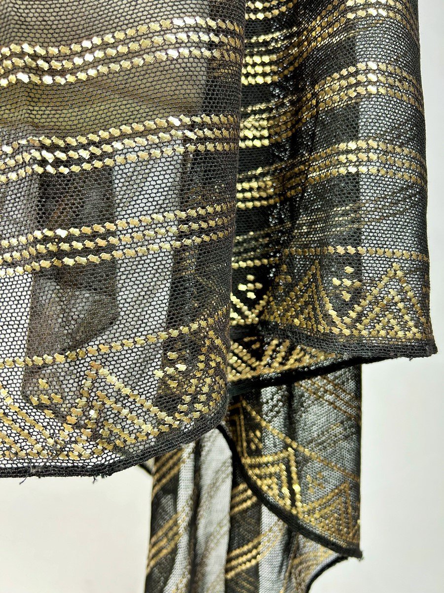 Shawl Stole Said Assuit In Cotton Voile And Golden Metal Slats - Egypt Circa 1930-1940-photo-5