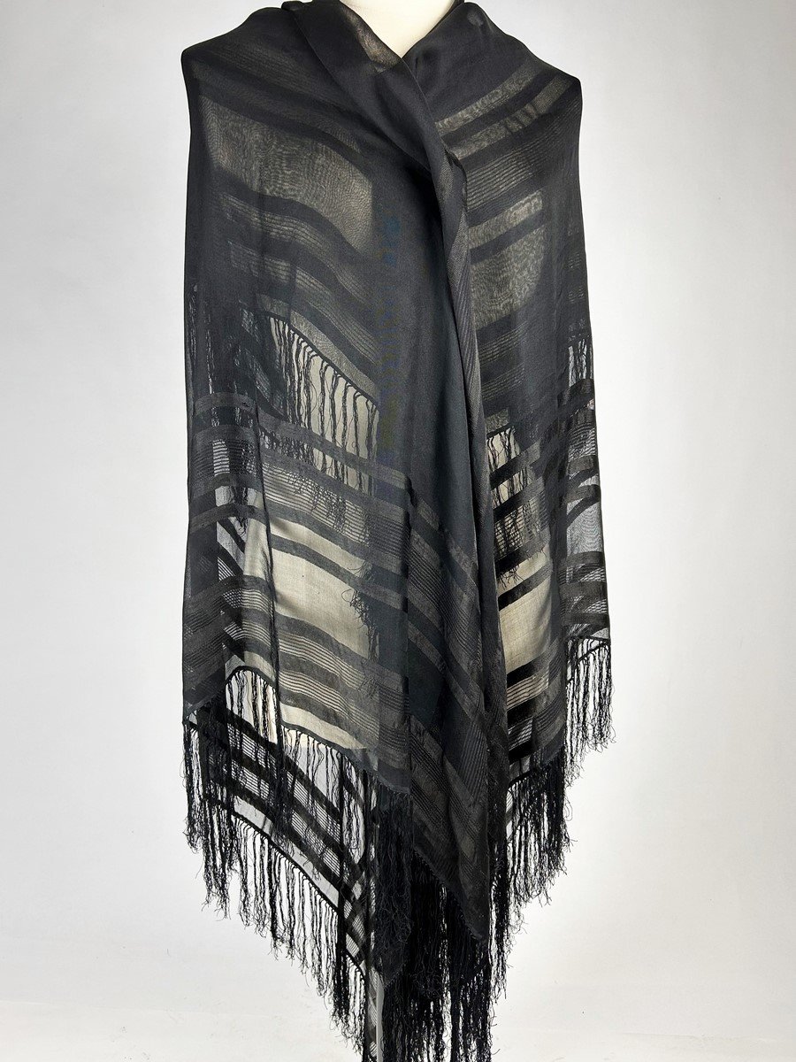 A Grenadine Black Silk Shawl - Second Empire-photo-4