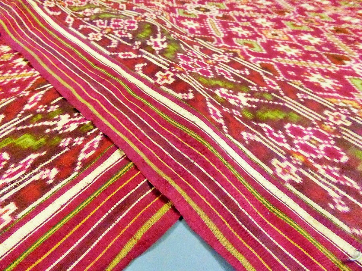 Patola Double Ikat Silk Shawl - India - Early 19th Century-photo-8