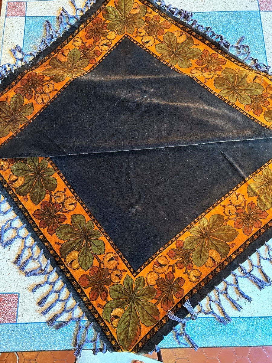 Art Nouveau Table Mat In Ink Velvet With Chestnut Bugs - France Circa 1900-photo-4