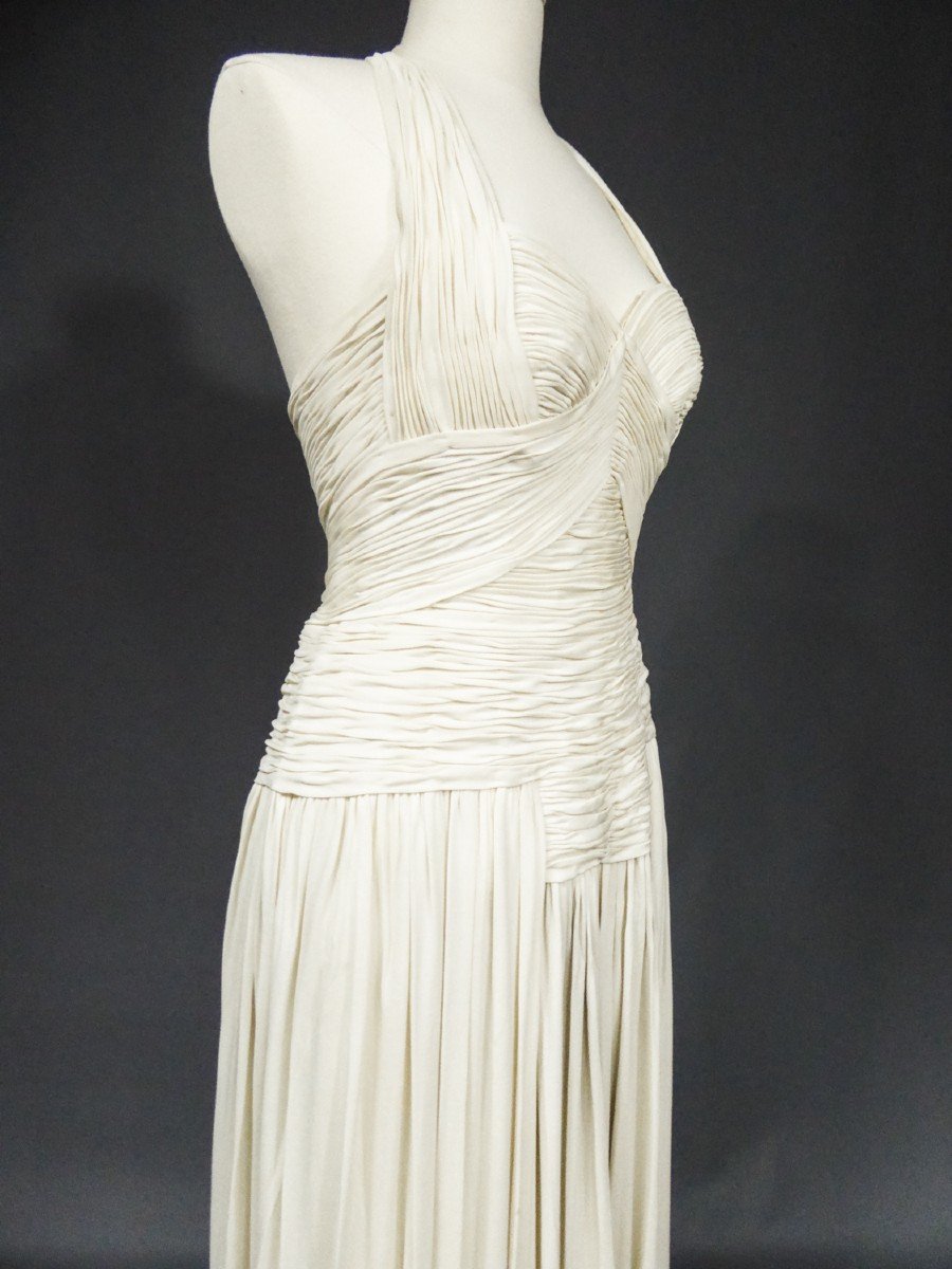 Carven Haute Couture Evening Dress In Pleated Jersey Circa 1950-photo-4