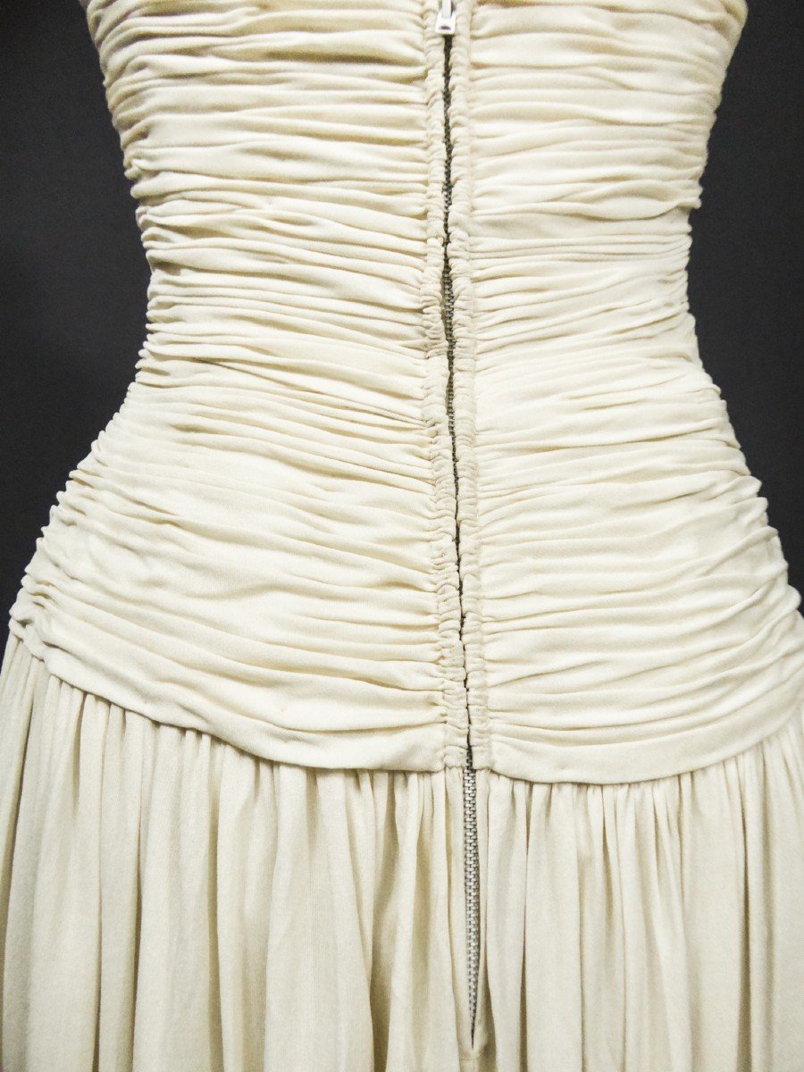 Carven Haute Couture Evening Dress In Pleated Jersey Circa 1950-photo-8