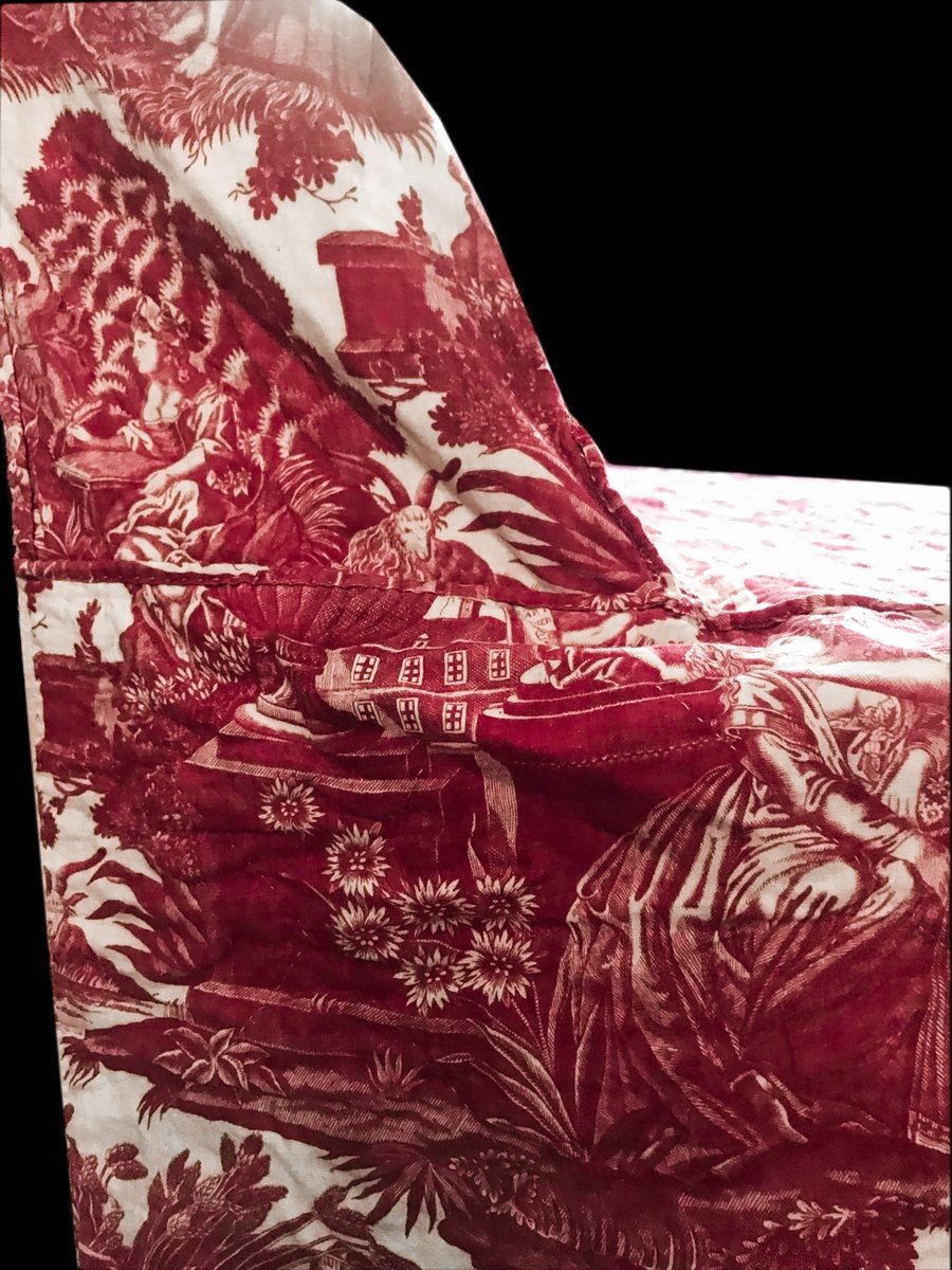 Duchess Bedspread Toile De Beautiran "the Art Of Loving Or The Pleasant Lesson" Circa 1820-photo-4