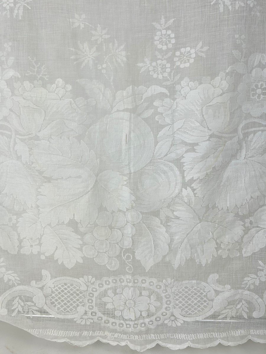 Curtain In Woven Cotton Voile With Large Hunting And Fruit Decor - France Circa 1850-photo-6