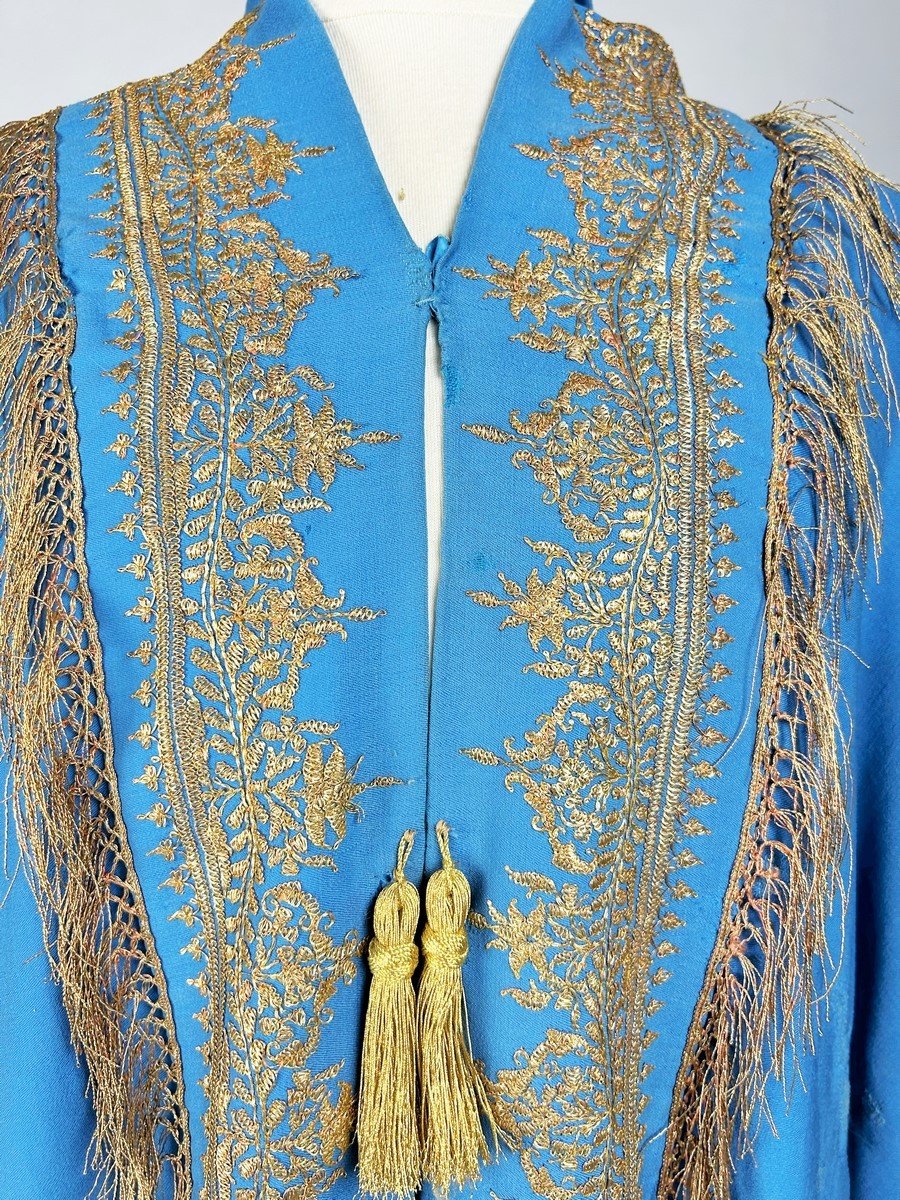 Visit In Blue Stamen Embroidered With Gold Zari - India For The European Market Circa 1870-photo-7