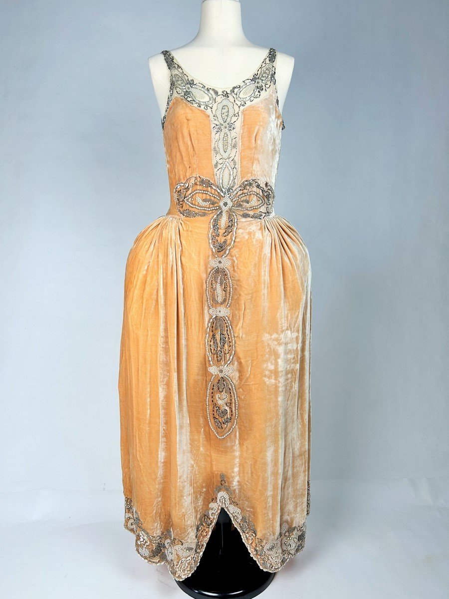  Robe De Style En Velours Pêche De Jeanne Lanvin Haute Couture - Collection Ah 1924-1925-photo-2