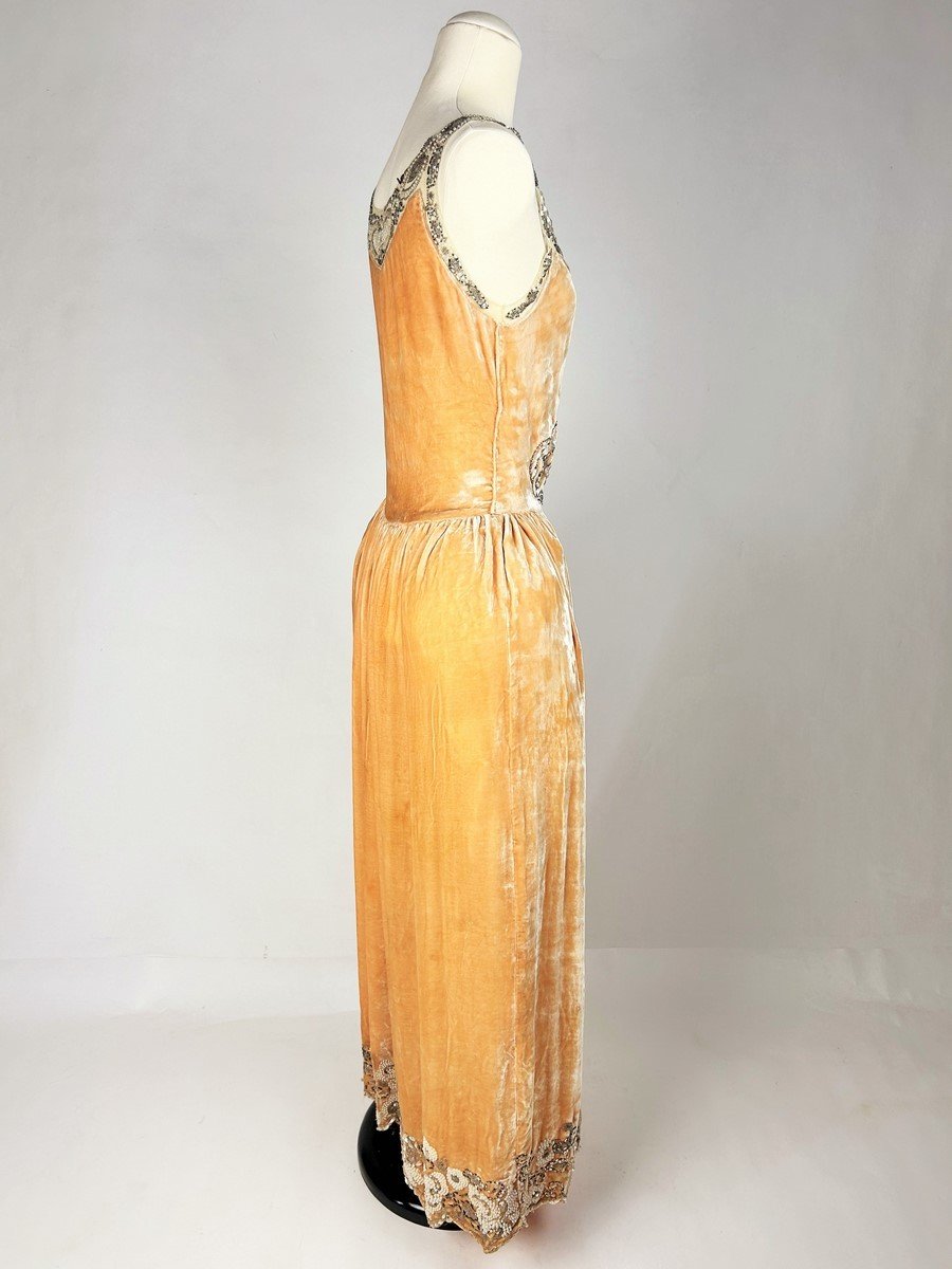  Peach Velvet Style Dress By Jeanne Lanvin Haute Couture - Ah 1924-1925 Collection-photo-5