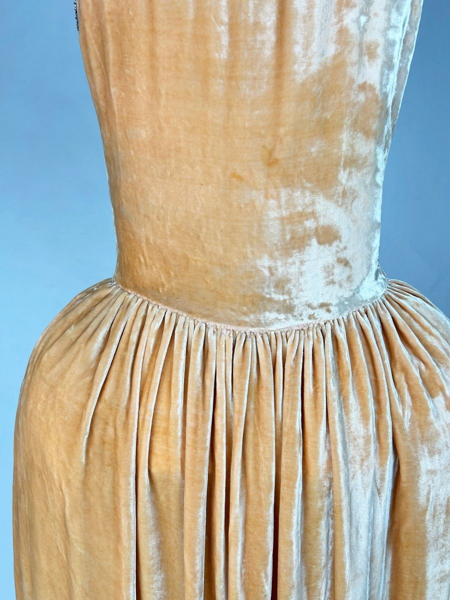  Peach Velvet Style Dress By Jeanne Lanvin Haute Couture - Ah 1924-1925 Collection-photo-7