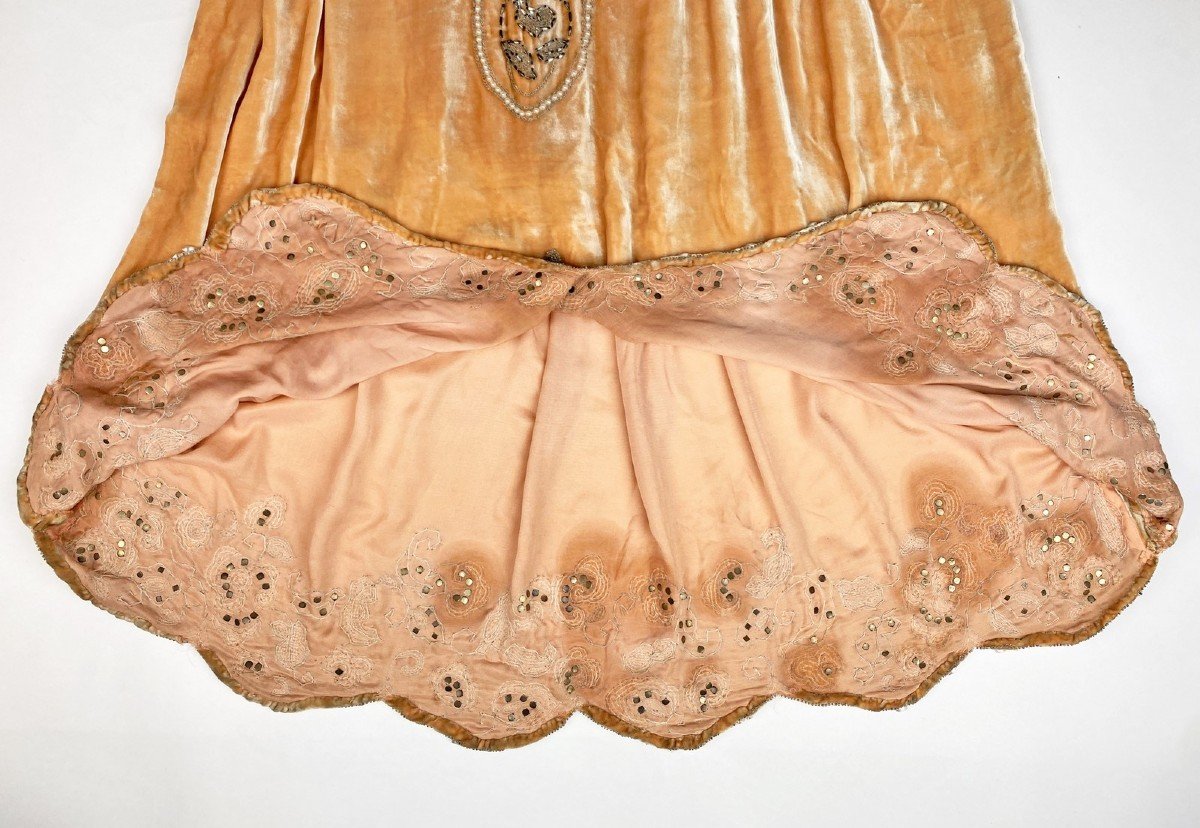  Peach Velvet Style Dress By Jeanne Lanvin Haute Couture - Ah 1924-1925 Collection-photo-8