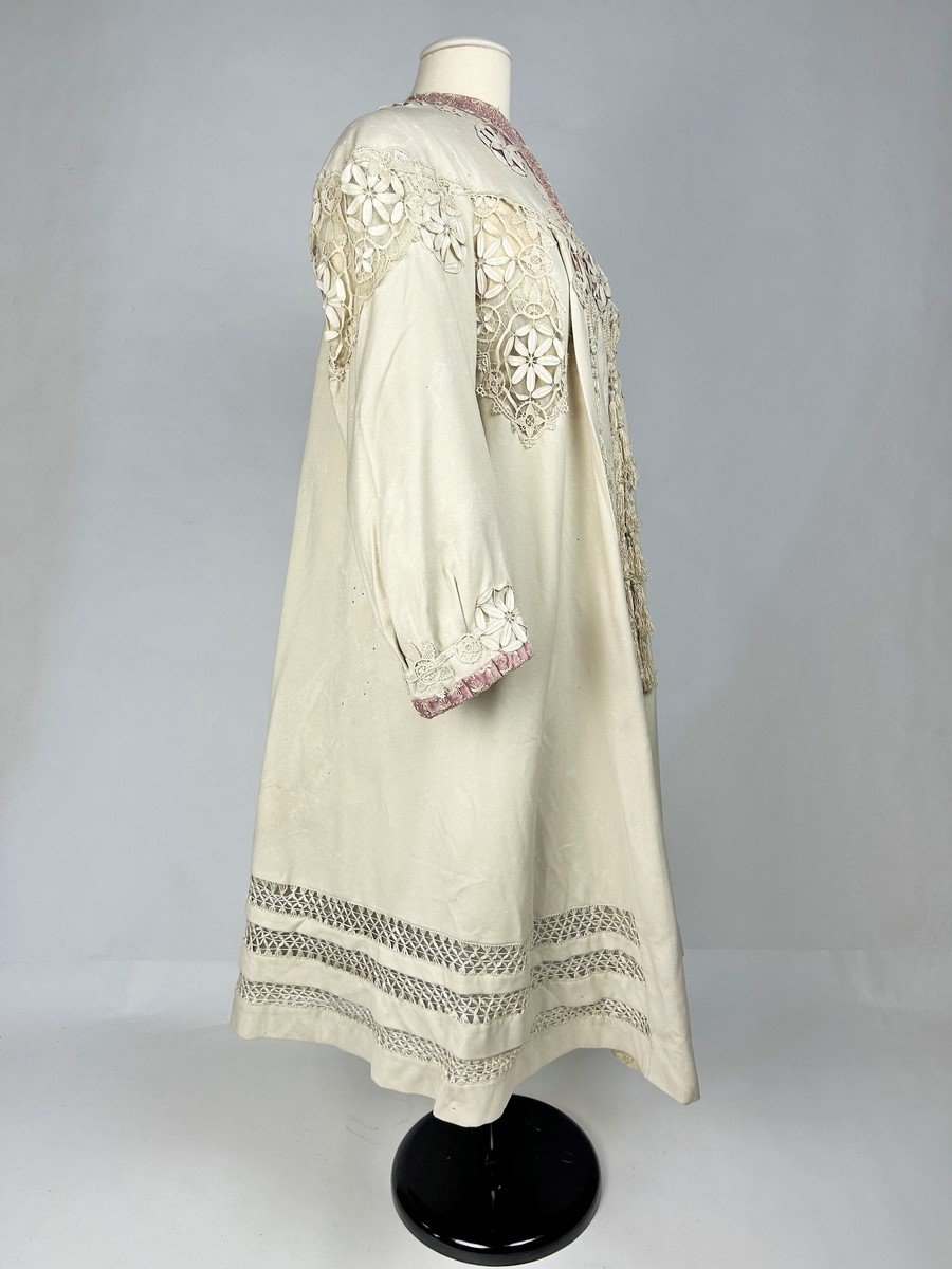 Evening Coat In Wool Felt Appliqued With Embroidery, Designer Chellier Paris Circa 1910-photo-3