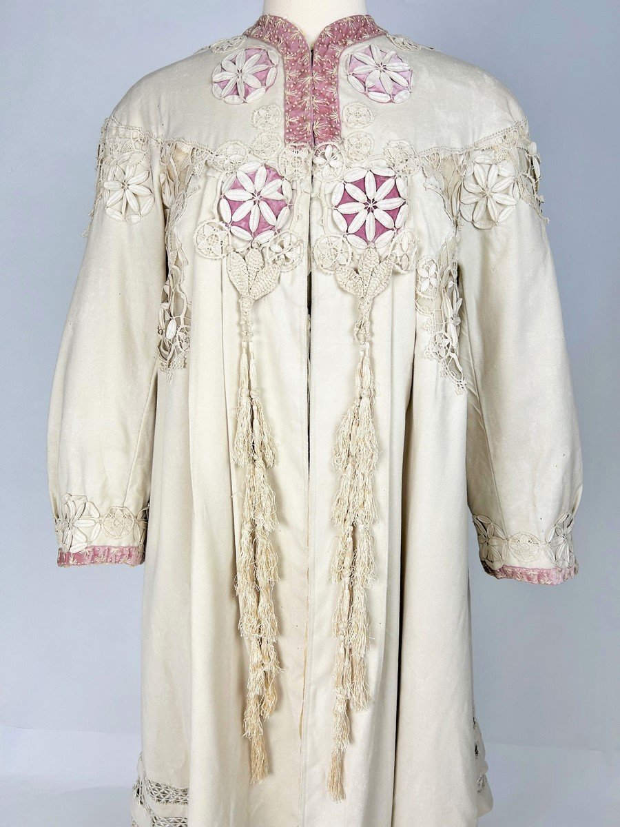 Evening Coat In Wool Felt Appliqued With Embroidery, Designer Chellier Paris Circa 1910