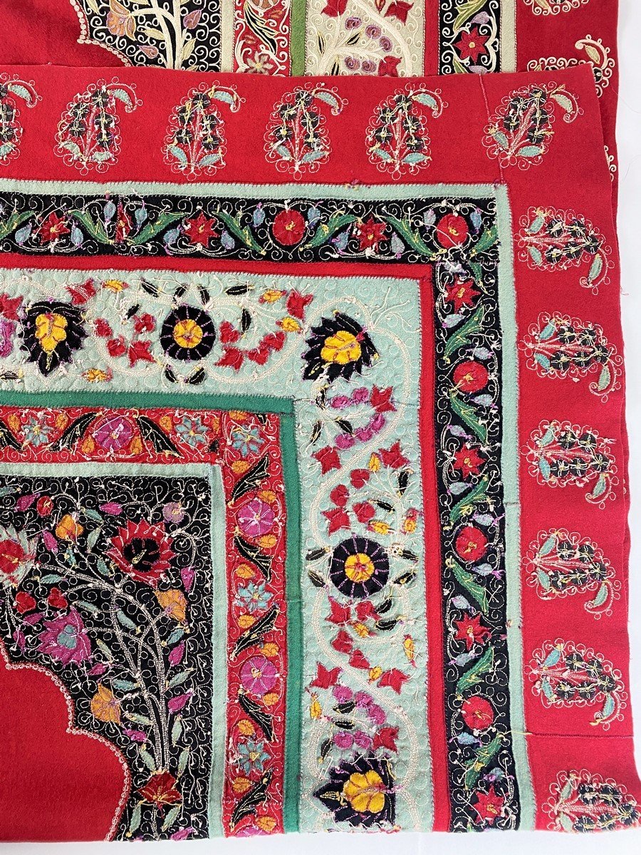 Rachti Douzi - Tapestry In Wool Felt And Embroidery - Persian Kadjar Circa 1860-photo-7