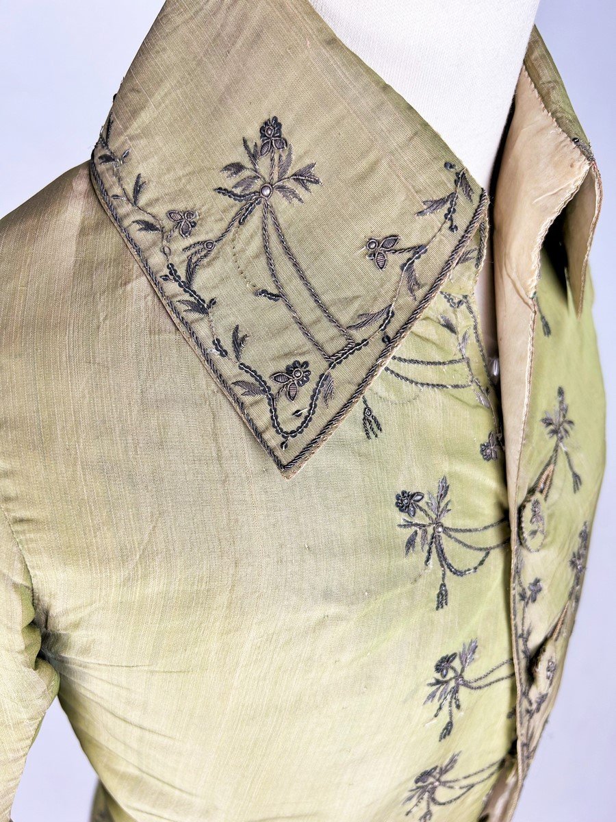 A Dressed Up In Changing Taffeta Embroidered With Cannetilles And Tinsel, Louis XVI Period-photo-2