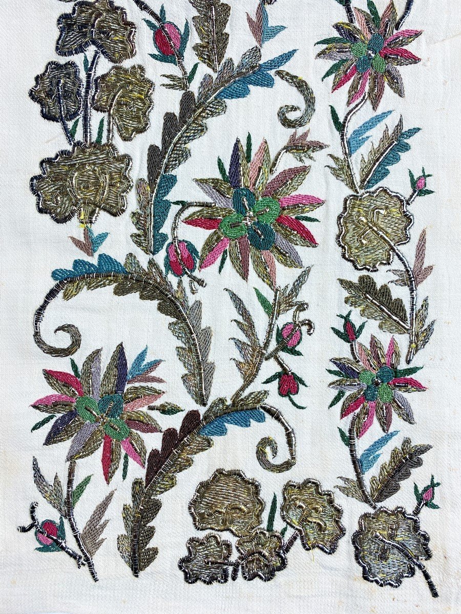 Serviette De Hammam Ou Yaglik En Broderies De Lames Bosselées Dorées - Empire Ottoman XIXe -photo-1