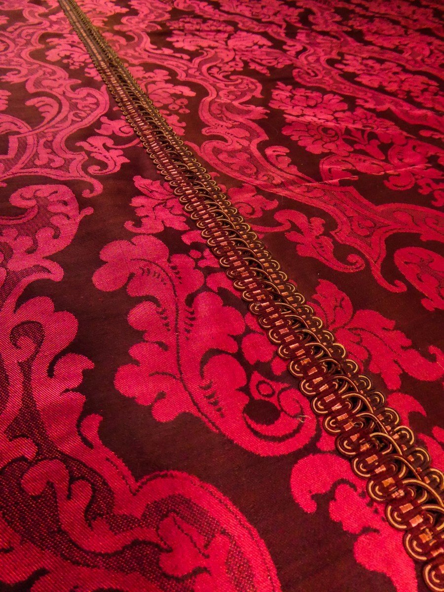 First Pair Of Wool And Silk Damask Curtains - Second Empire Circa 1860-photo-1