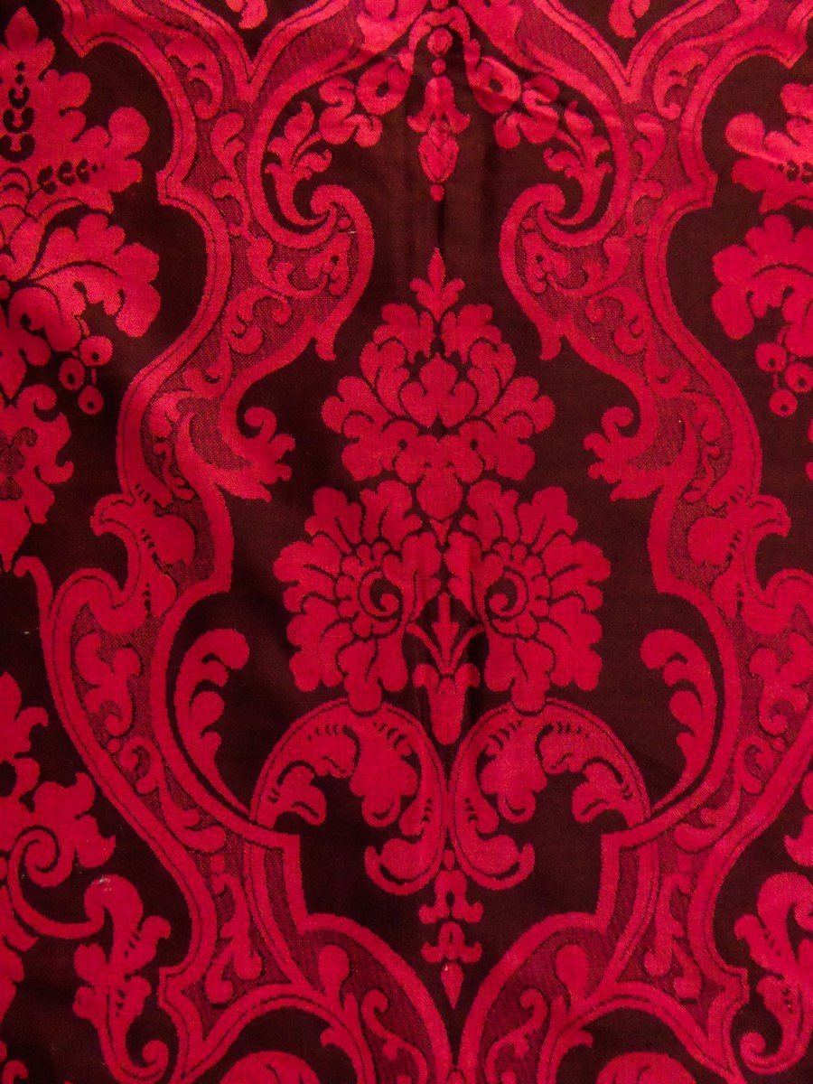 First Pair Of Wool And Silk Damask Curtains - Second Empire Circa 1860-photo-3