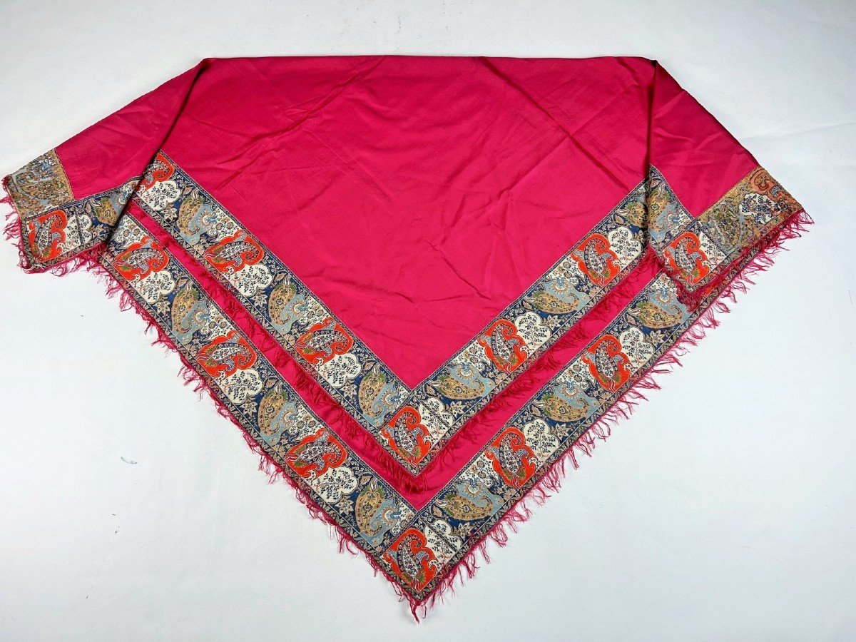 Double Pointed Cashmere Shawl Norwich Manufactory - England Circa 1830-photo-3