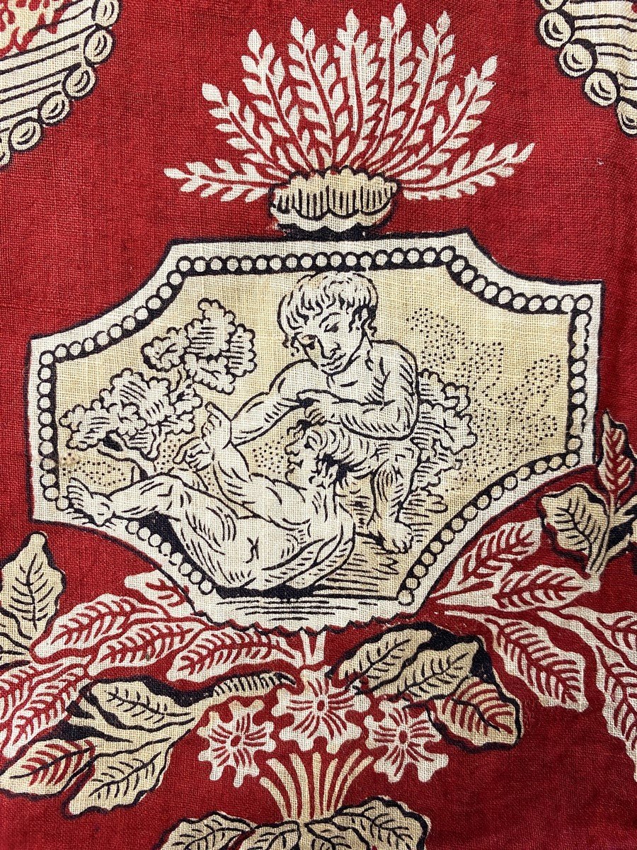 Indian Cloth From Normandy Printed With Garance Of Scenes Of Bacchus - France Circa 1805-photo-3