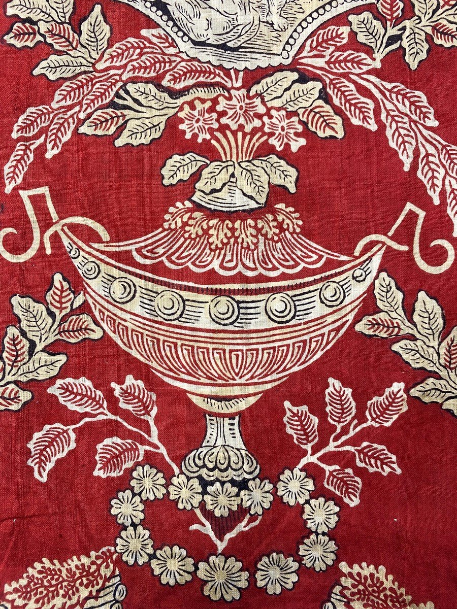 Indian Cloth From Normandy Printed With Garance Of Scenes Of Bacchus - France Circa 1805-photo-4