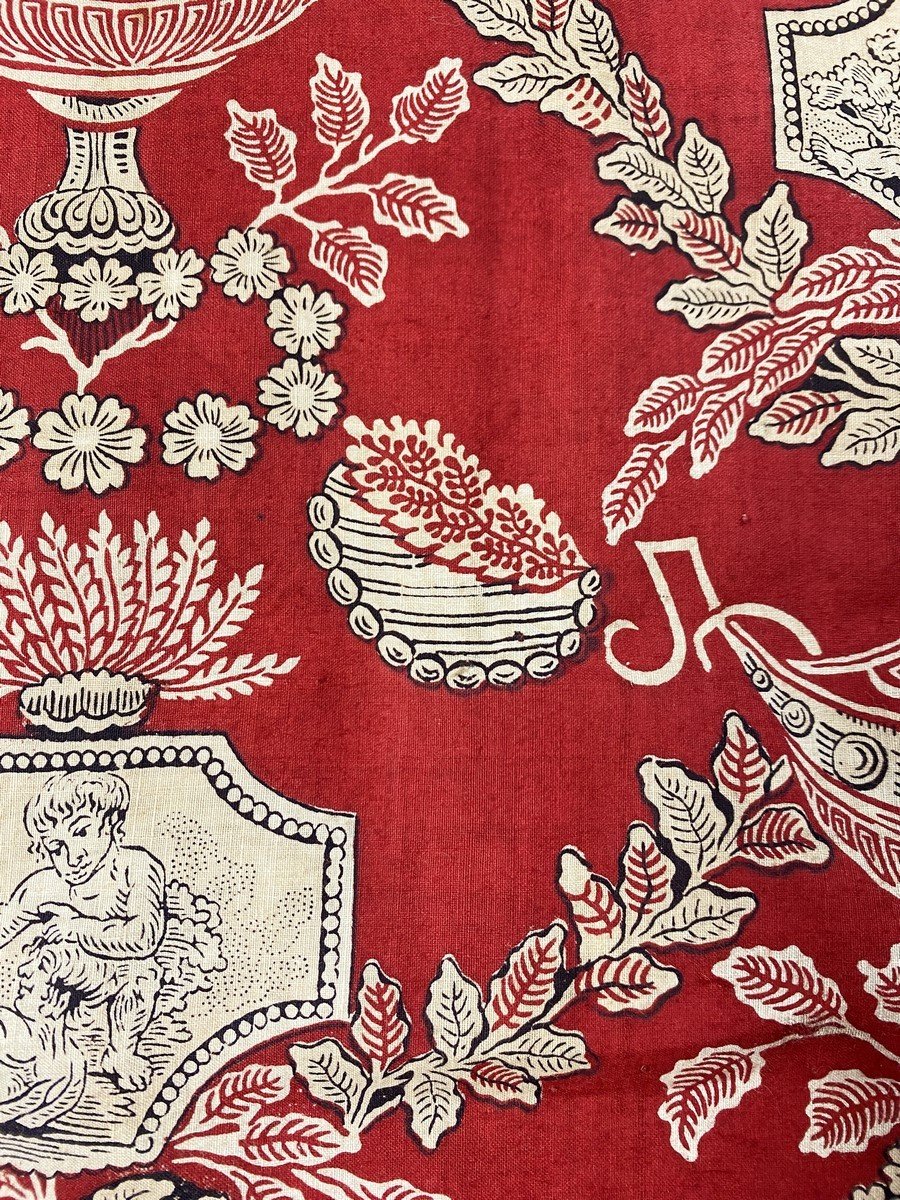 Indian Cloth From Normandy Printed With Garance Of Scenes Of Bacchus - France Circa 1805-photo-5